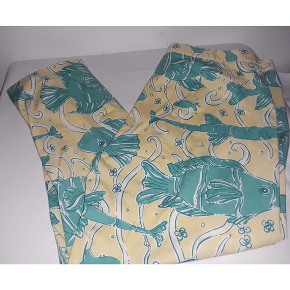 Vtg Lilly Pulitzer South Ocean Blvd Aquatic Print Cropped Pants 12 - Picture 1 of 4